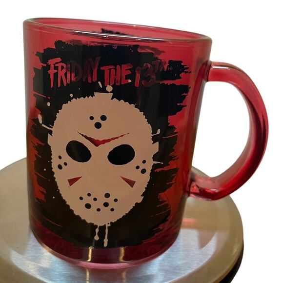 FRIDAY 13th JASON VOORHEES MUG BLOODY HOCKEY MASK 17.5oz GLASS  COLLECTIBLE RARE - Picture 1 of 8